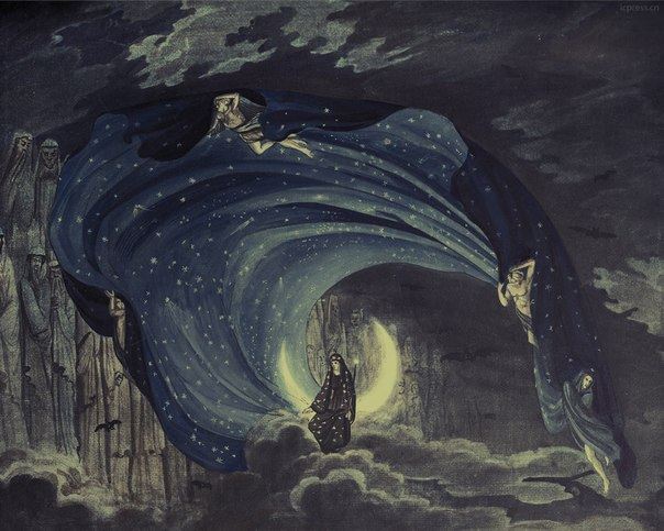 Simon Quaglio — Queen of the Night, from Mozart’s Magic Flute set design , 1818